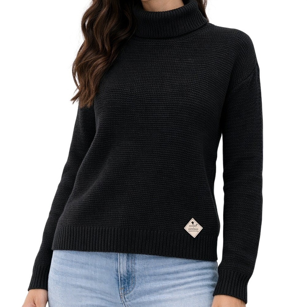 Simply Southern Black Waffle Knit Turtleneck Sweater Womens‎ Small Long Sleeve